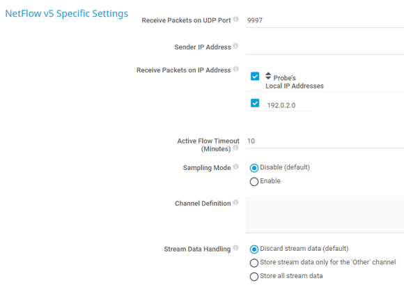 NetFlow v5 Specific Settings